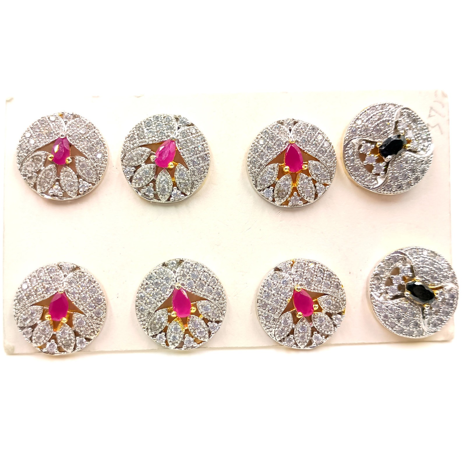 Ruby & Black Onyx CZ Stud Earrings 22k Gold Plated Traditional Indian Jewelry