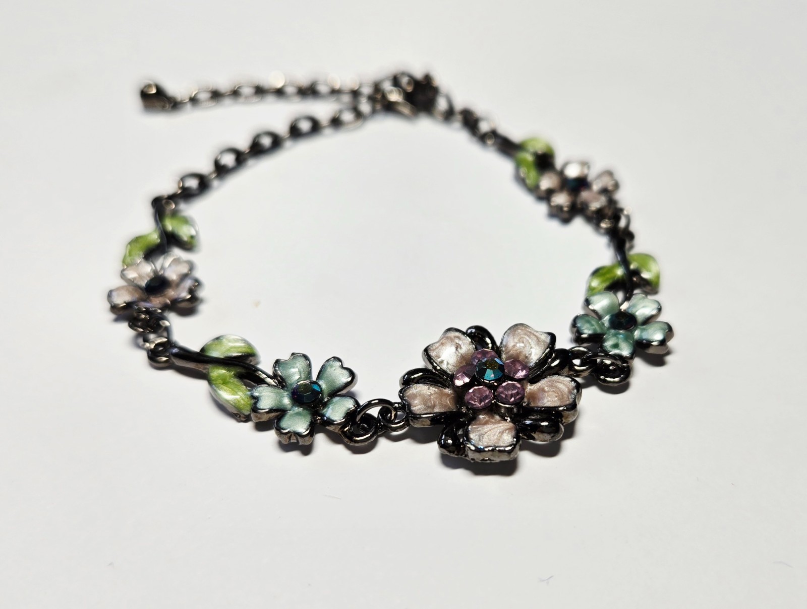 Wholesale Bracelets Lot of 12 Rhinestone Butterfly Flower Lobster Clasp Bracelet