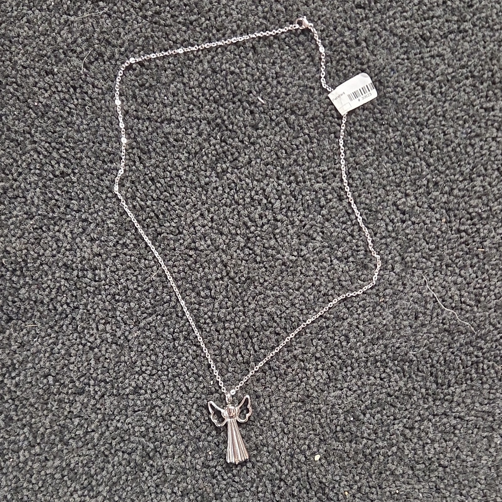 Silver Tone Angel Charm Pendant Necklace Metal Cable Chain Lobster Clasp