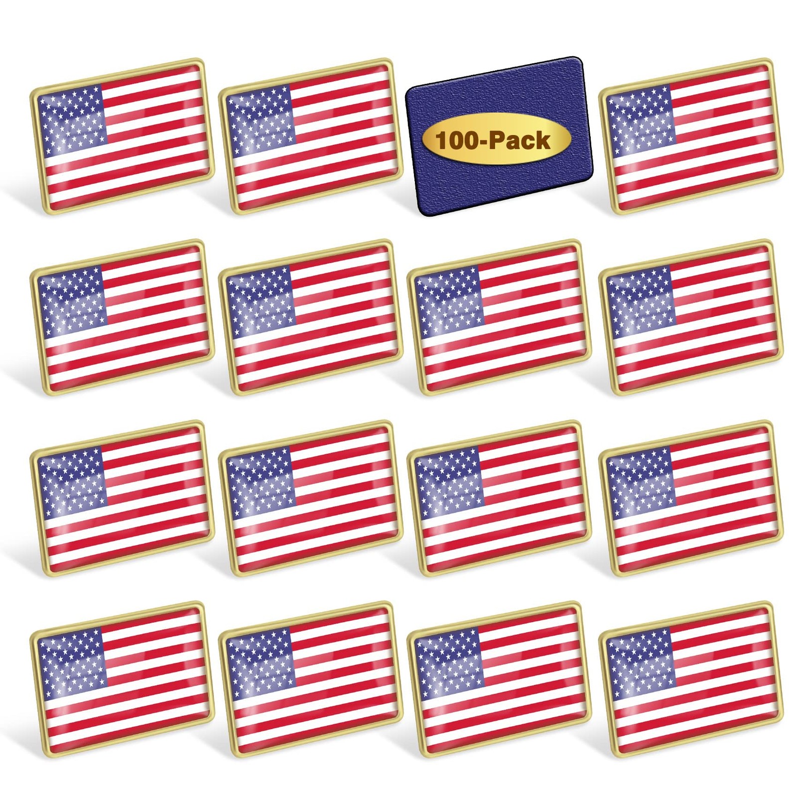 100 Pack Pack United States of American Flag Lapel Pins Bulk – USA US Country…