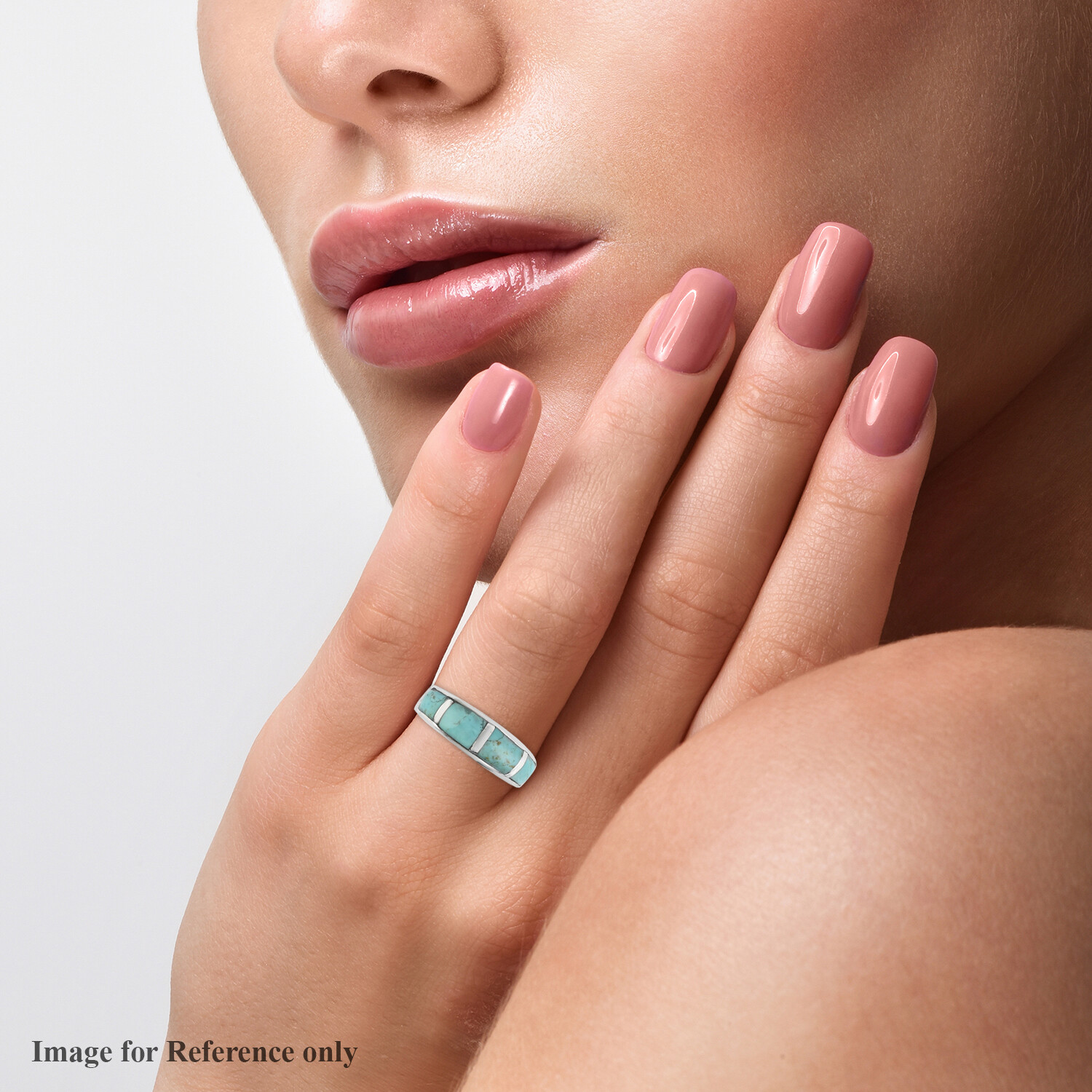 SANTA FE Style Turquoise Fashion Ring in Sterling Silver 1.00ctw Size 8
