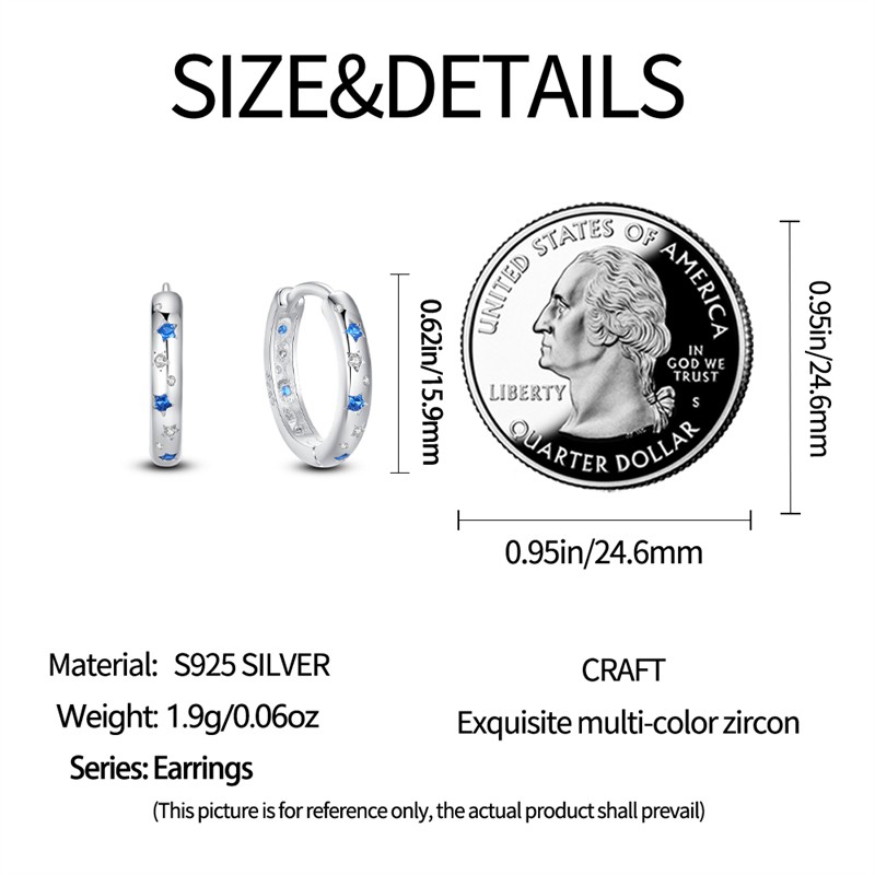 PANDACH 925 Sterling Silver Gold Star & Moon Tiny Huggie Hoop Earrings For Women