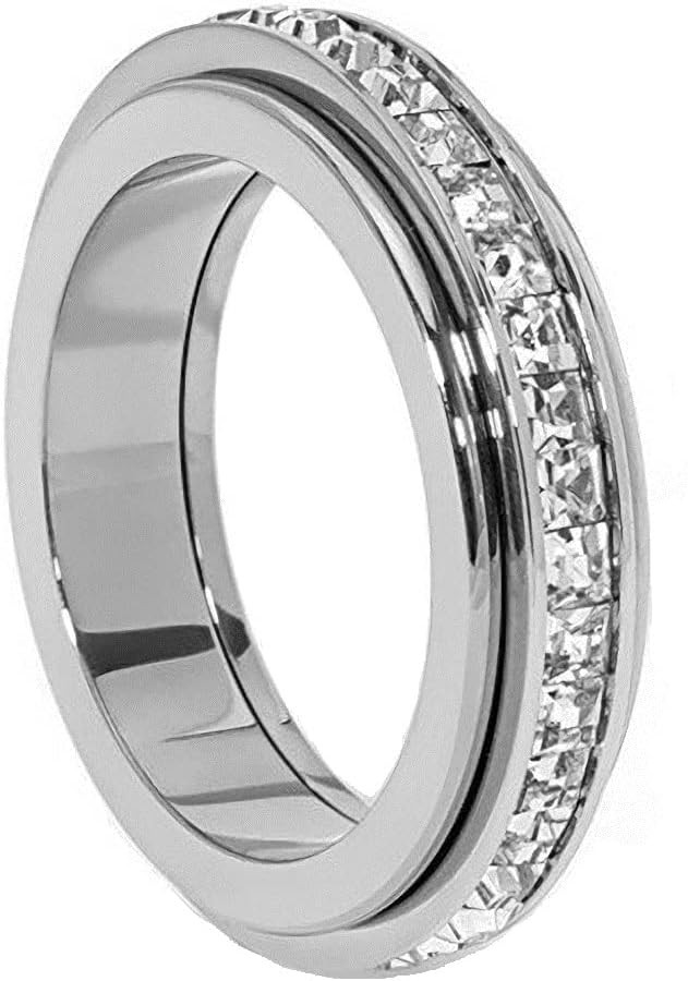 Anxiety Rings Titanium Steel Spinner Fidget Band Rings for Women Ladies Cubic…
