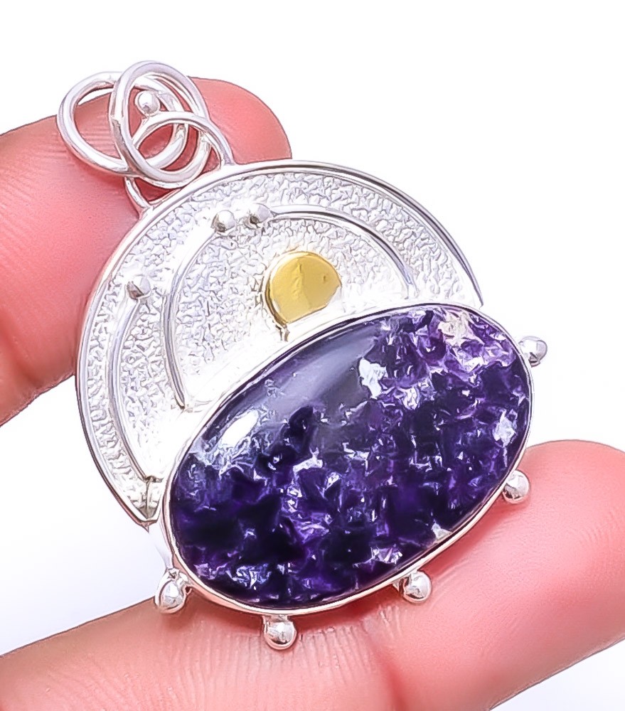 Lepidolite – San Diego 925 Sterling Silver Pendant 1.72″ P42, Christmas Gift