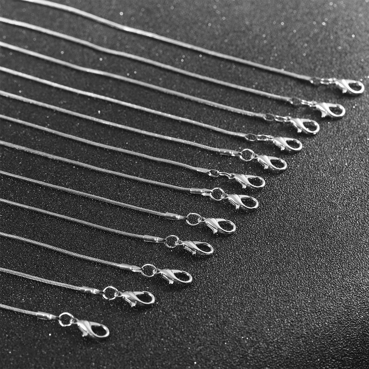 24 Pcs Gold Plated and Silver Plated 1.2 mm Snake Chains Necklace with Lobste…