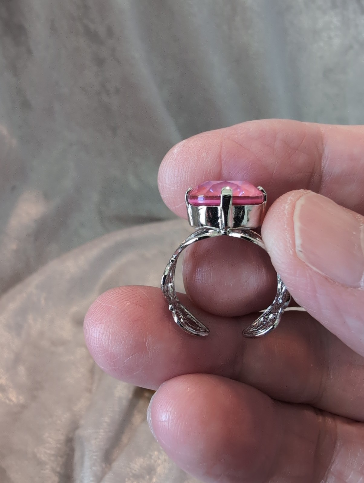 Lotus Pink And Shield Cut Padparadscha Swarovski Rings