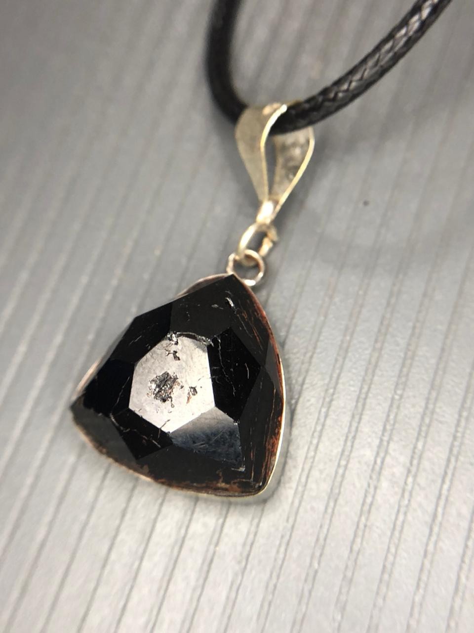 Natural Black Tourmaline Rose Cut Pendant Handmade Gemstone from Afghanistan