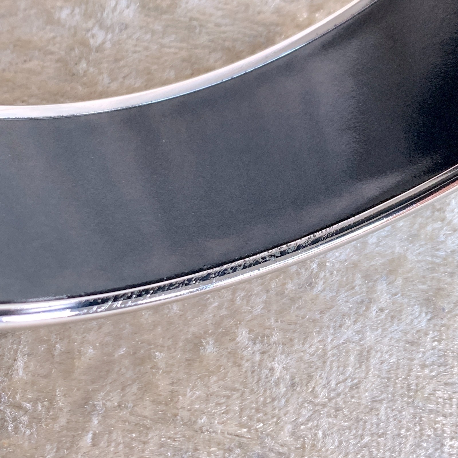 Vintage Hermes Bangle Bracelet Enamel Blue Horse Silver Rim Size 65 with Box