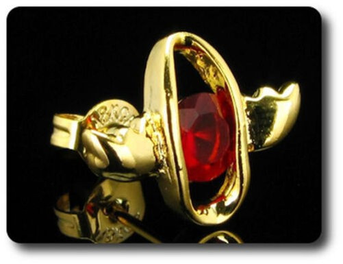 Earrings Ruby 0 3/32×0 5/16in Gold Plated 18 K-Swiss