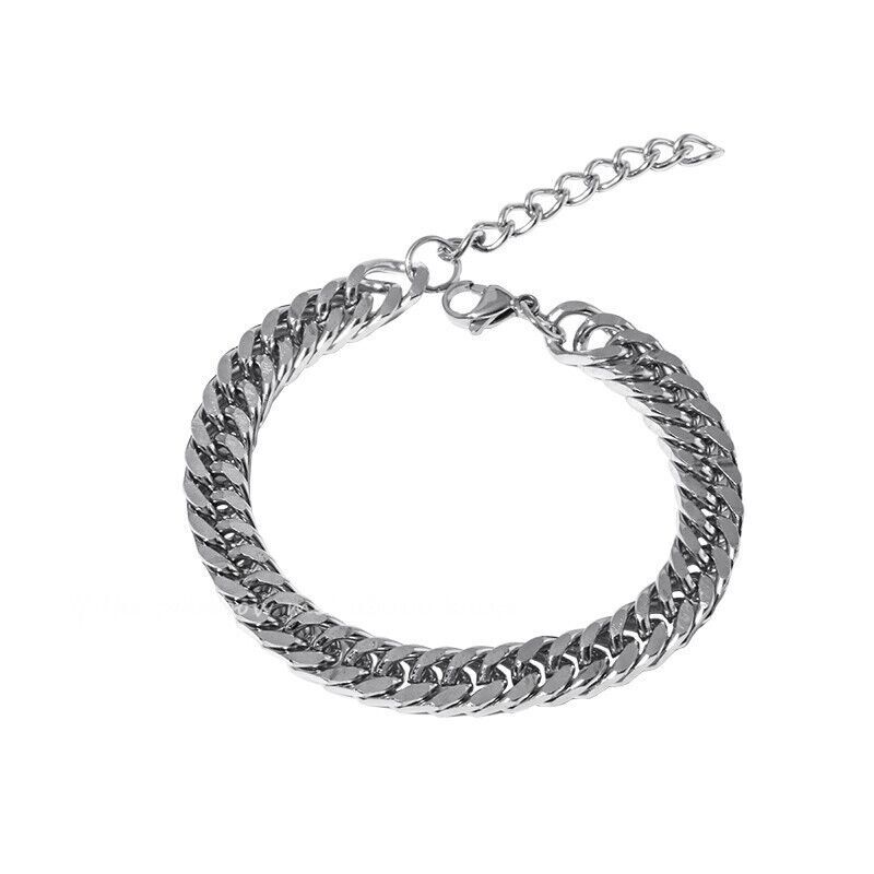 Woman Man 6/7/8/9mm REAL Stainless Steel Curb Cuban Link Chain Bracelet Bangle