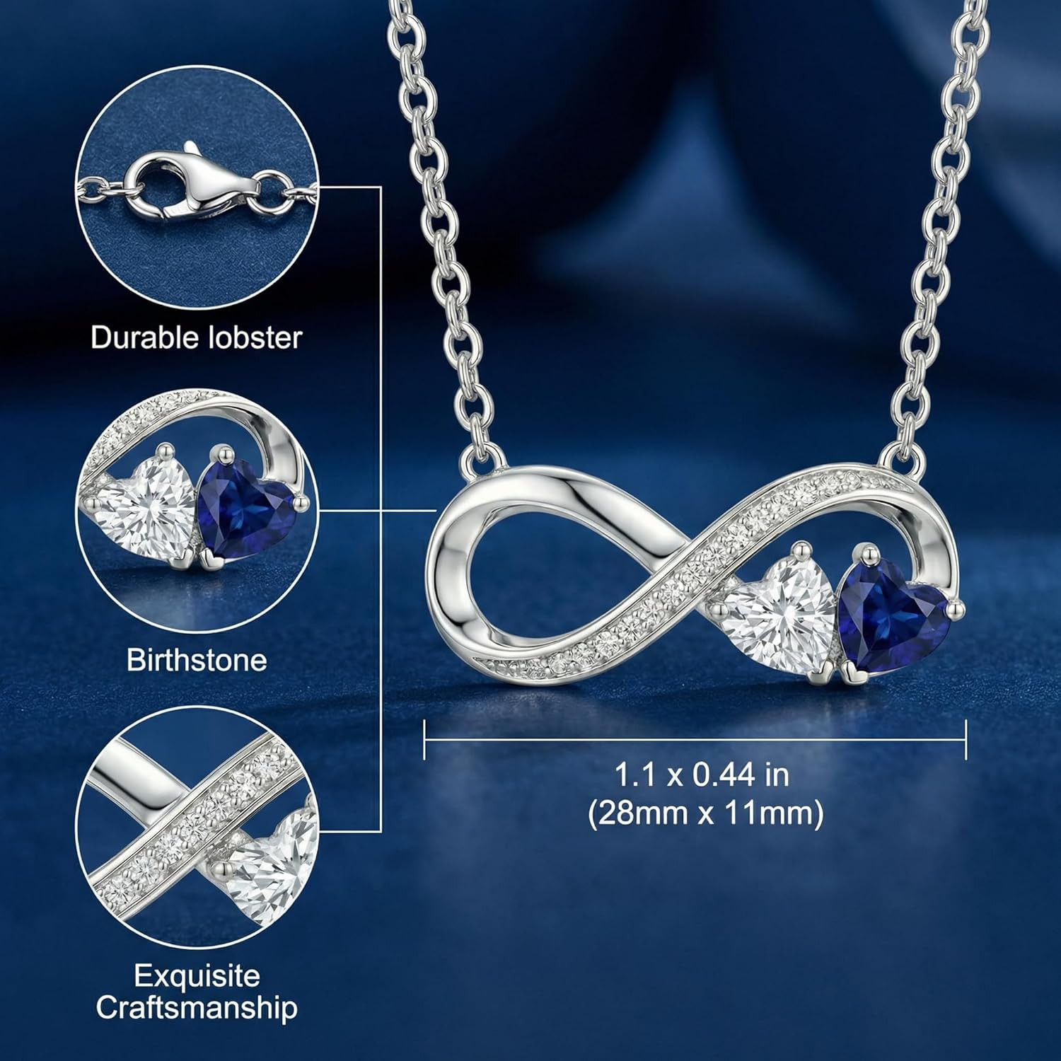 Infinity Birthstone Necklace for Women – Perfect Gift for Her on Any Occasion