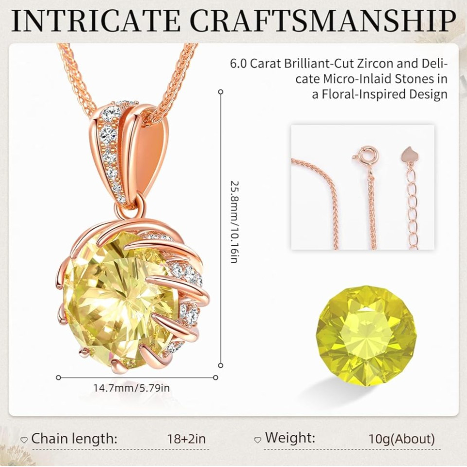 6.0Carat (12.0mm) Round Cubic Zirconia Pendant Necklace 41 Accent Diamond-Cut…