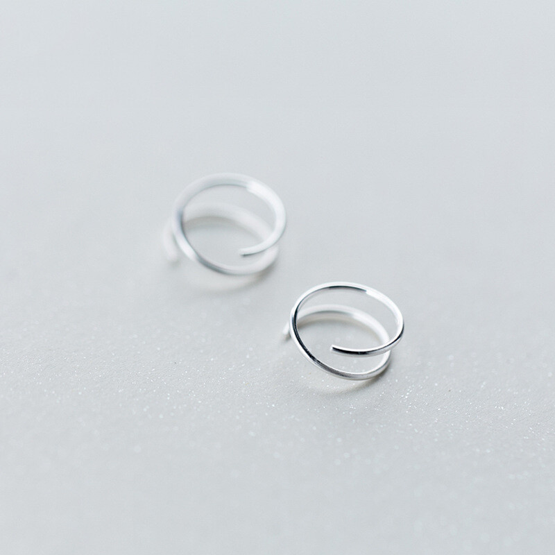 1 Pair REAL S925 Sterling Silver Ear Cuff Cartilage Hoop Round Earring Pierced