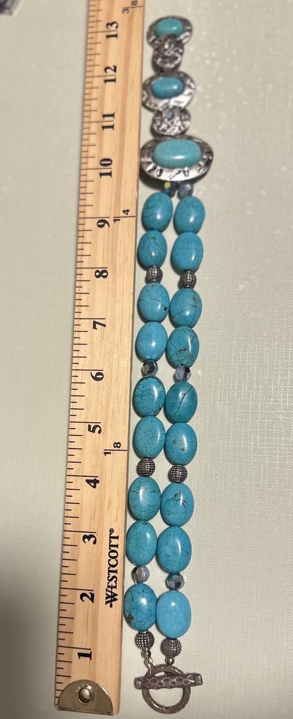 Erica Lyons Women Semi Precious Stone Necklace Long Silver Tone Chain