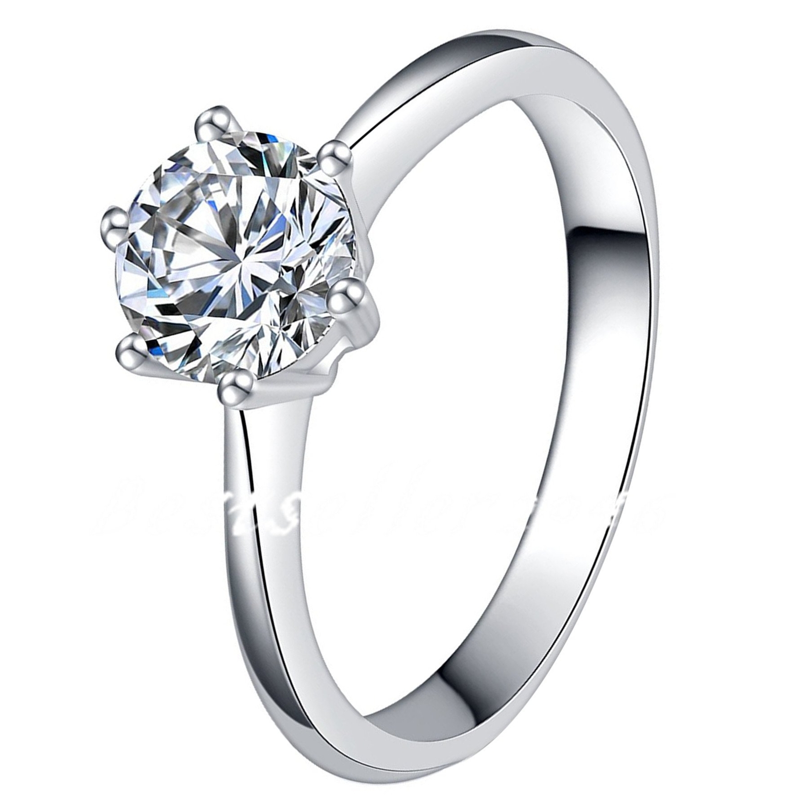 1.0 Carat CZ Womens Solitaire Wedding Ring Stainless Steel Band Size 5-11