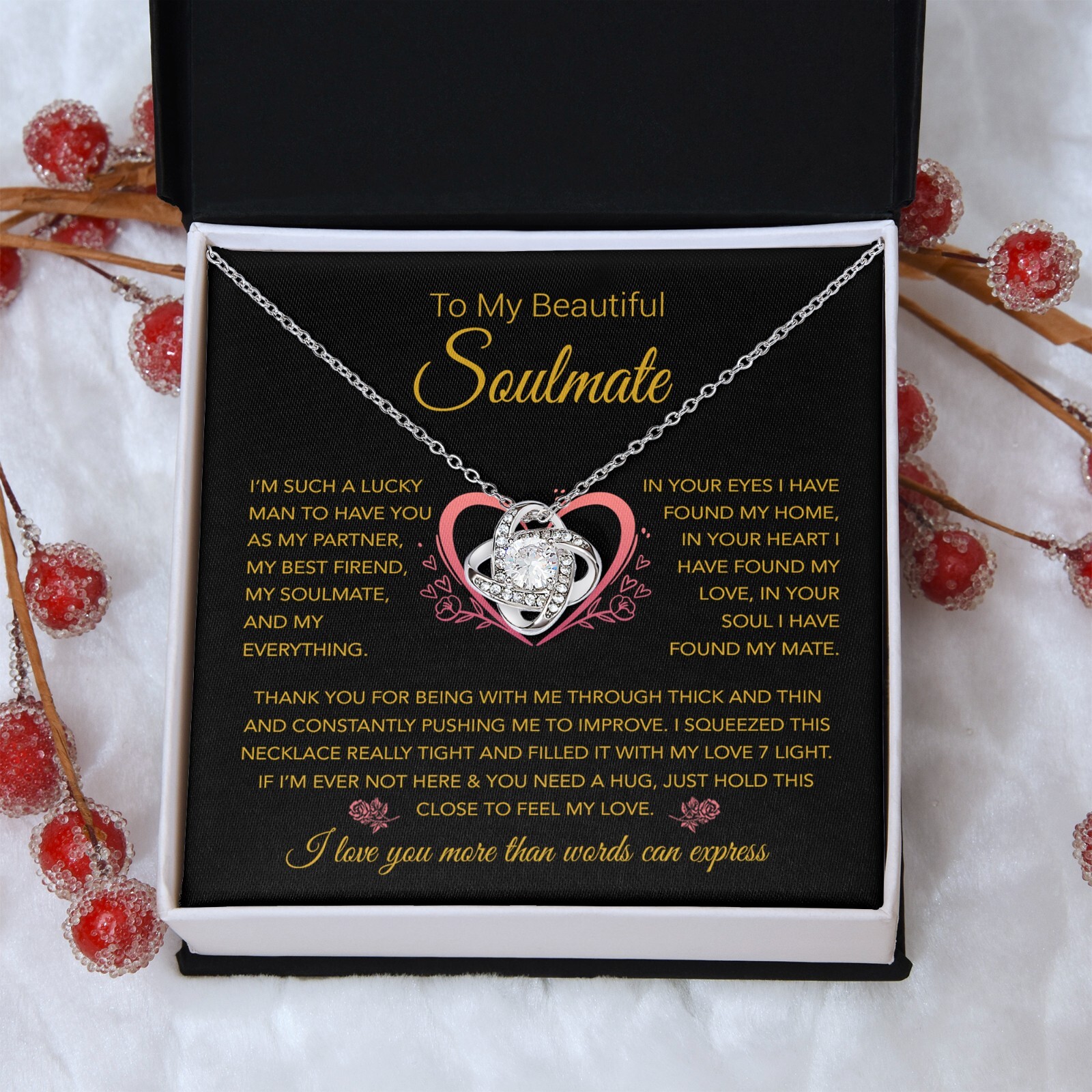 To My Soulmate Necklace, Vanlentines Gifts For Women, Anniversary Gift