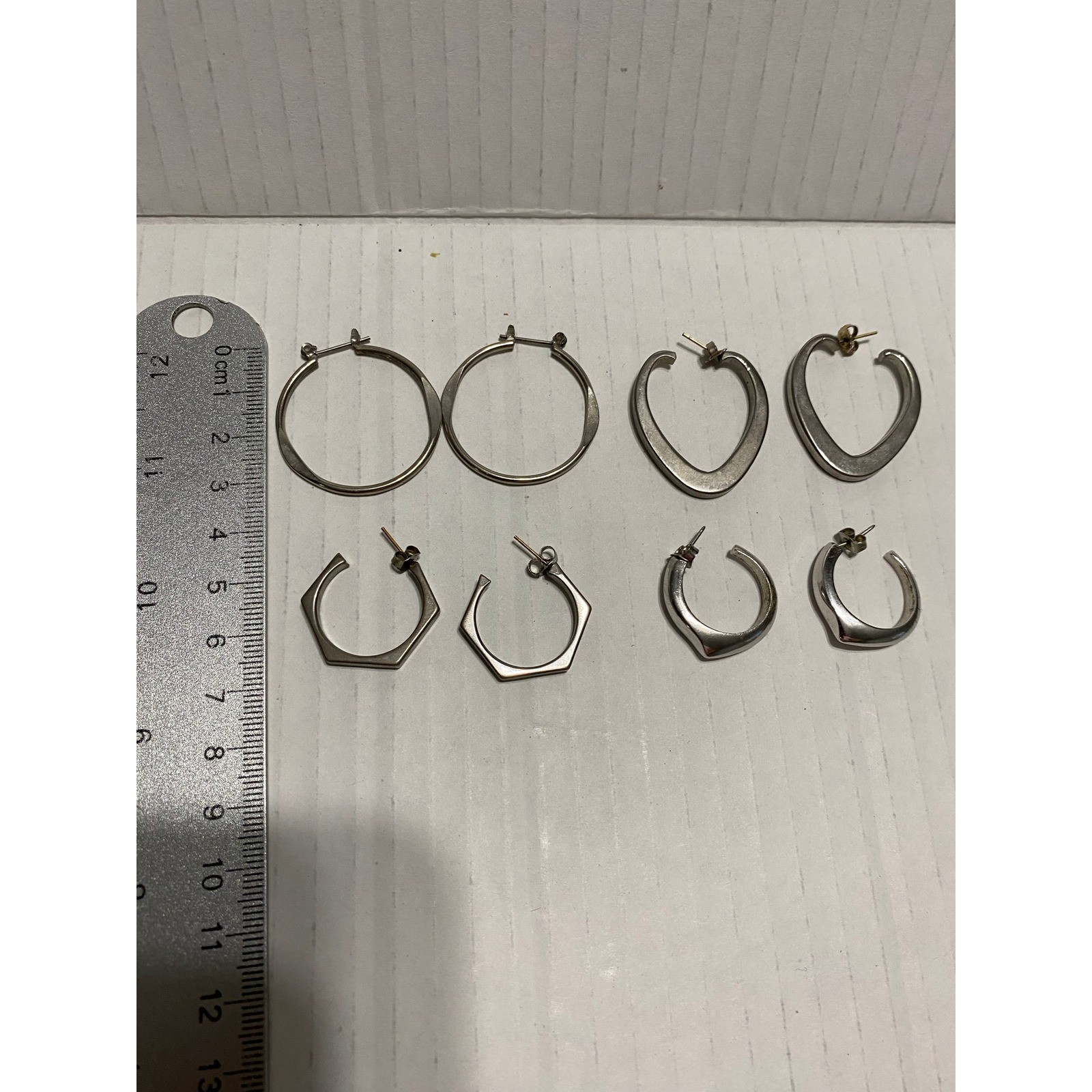 Unbranded Hoop Earrings Set Womens OS Excellent Geometric 4 Pairs Mixed