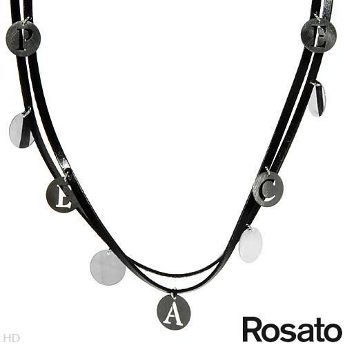 ROSATO “PEACE” Choker Necklace Made of Black Leather &925 Sterling silver.