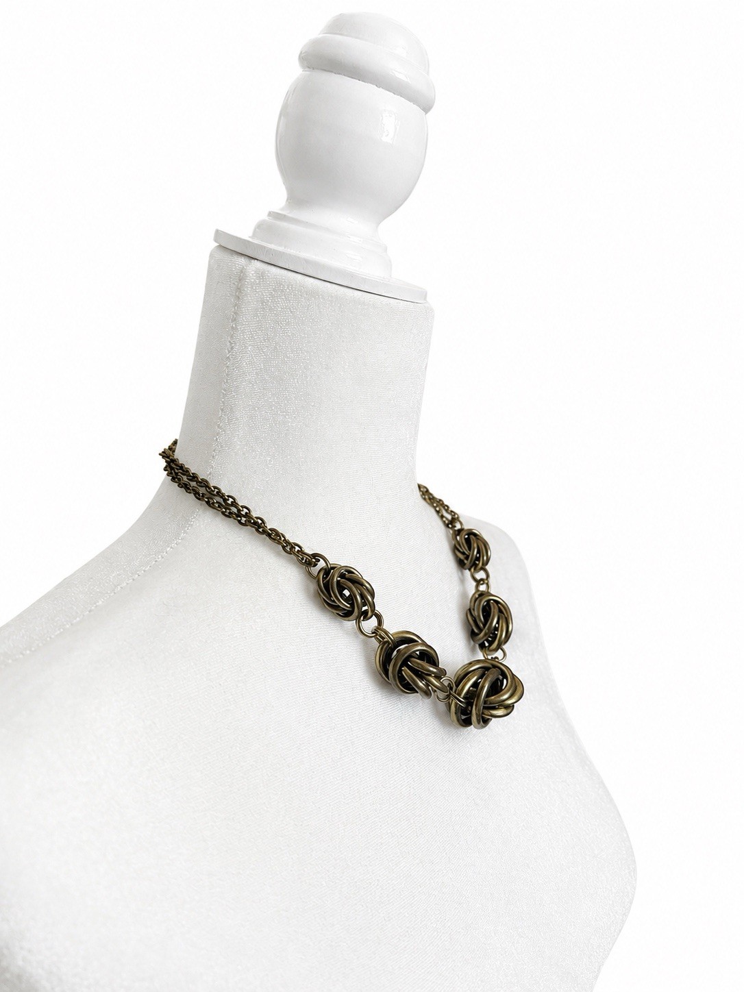 Bronze Tone Vintage? Infinity Unique Statement Necklace 18-20.5 Inches