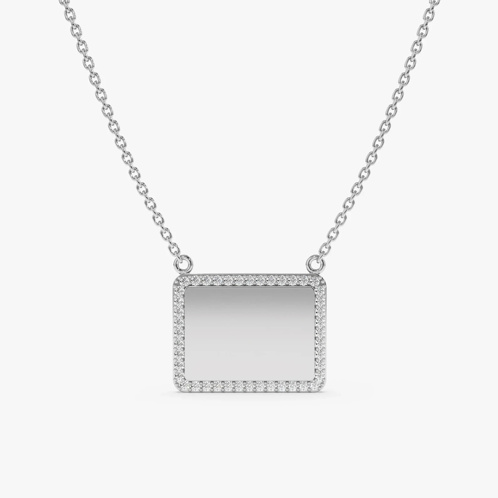 Lab Grown Diamond 1.00 Ct Round Cut EF VS Dog Tag Necklace in 14K Solid Gold