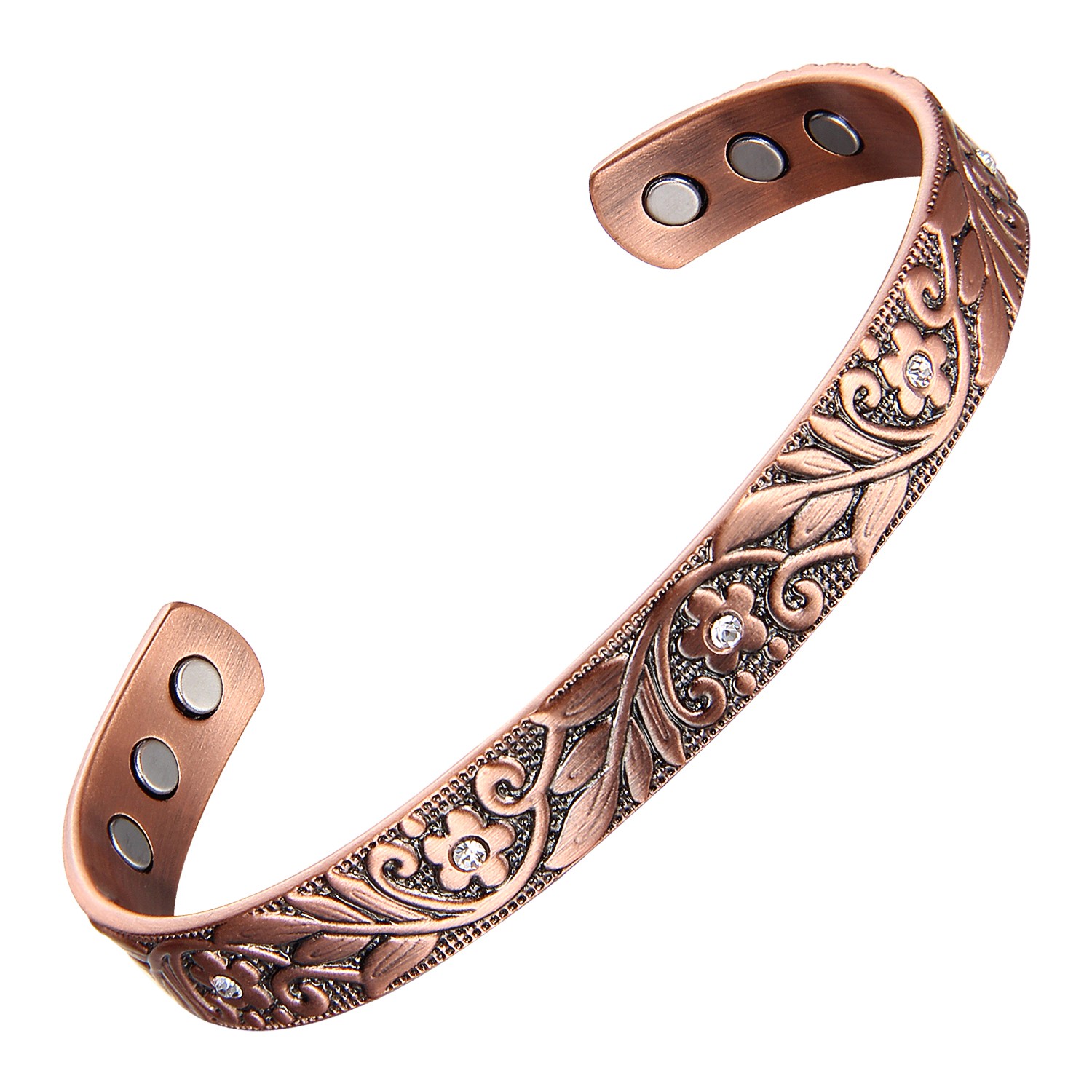 Crystal Copper Magnetic Bracelet 6 max magnets Arthritis Pain Relief Balance RX