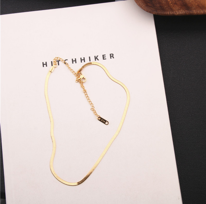 Women Stainless Steel Snake Chain Necklace Clavicle Blade Choker 13-16.5″ PE44