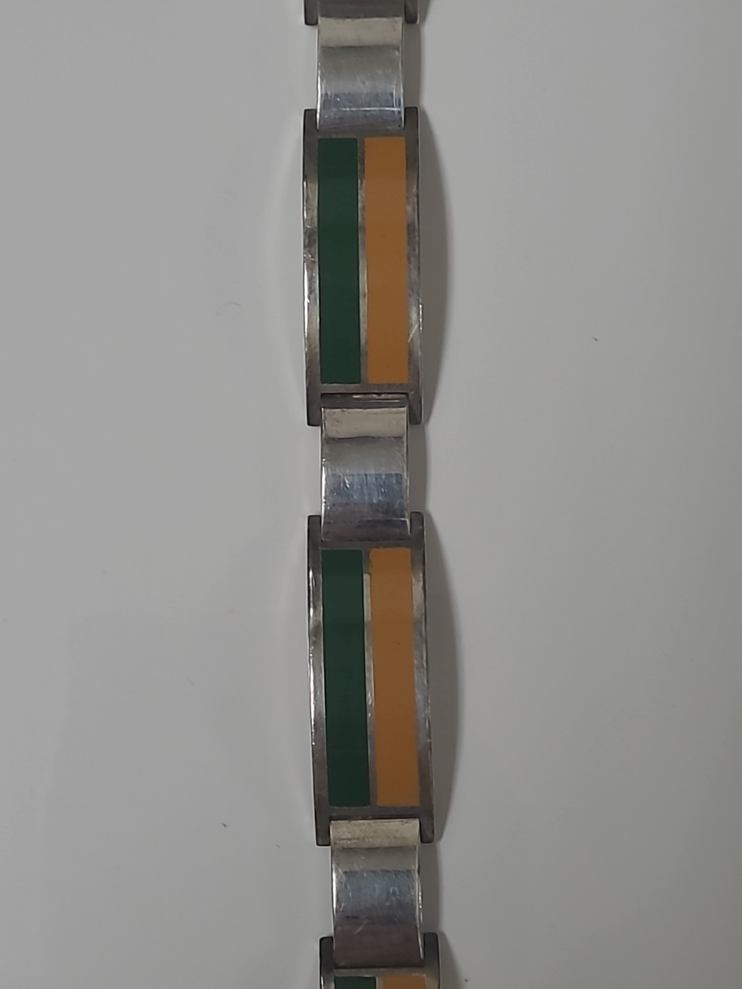 Gucci 1970 Mlano Silver Buckle Bracelet Unique ,Rare 2 Color Enamel ,used