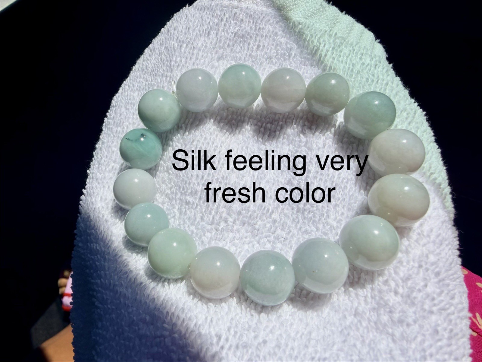 Jadeite Burma Bracelet 13m Green Light Purple type A Burmese Jade 翡翠紫绿