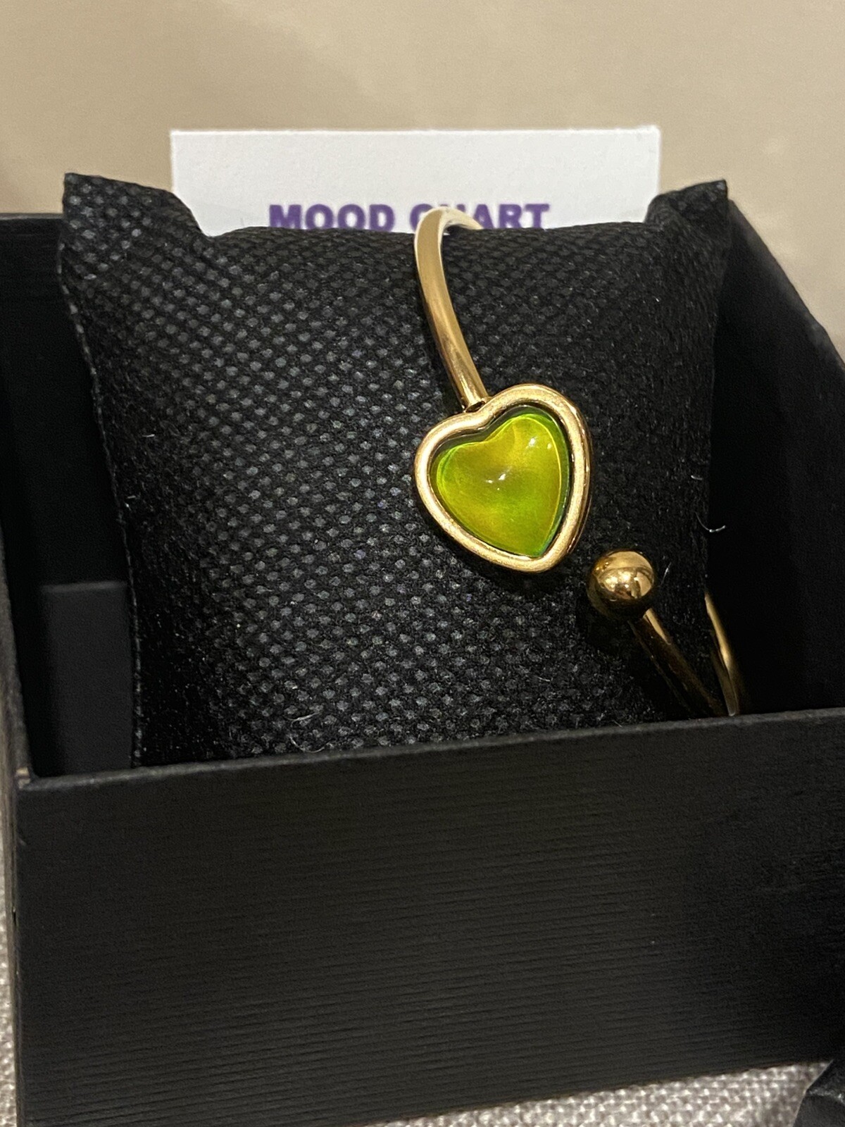 Heart Shape Mood Color Changing Love Bracelet- Stainless Steel Gold Tone