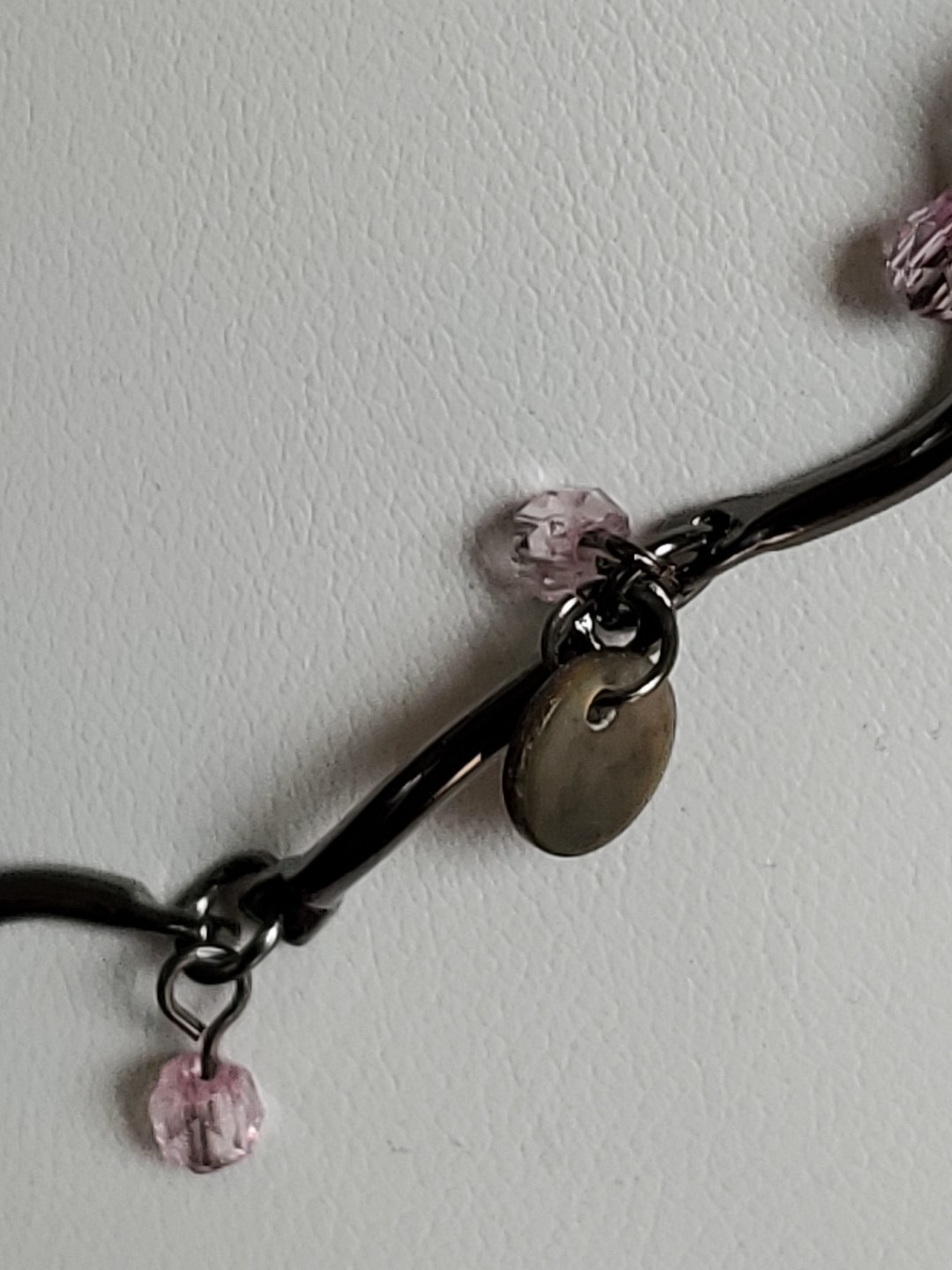 Vintage Anne Klein Rhinestone Necklace Gun Metal Tone 17 in