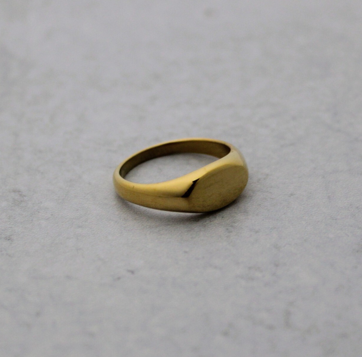 Gold Landscape Oval Signet Ring Stainless Steel Blank Gold Plated Pinky Ring