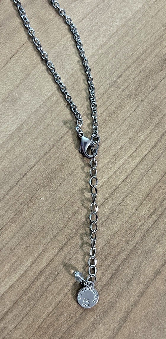 Liz Claiborne 18”-20.5″ Silvertone Bib Statement Necklace Black/Gray Rhinestones