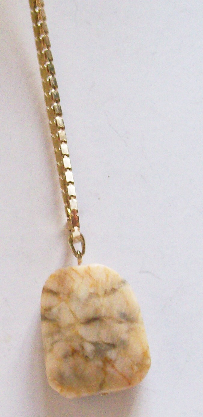 Jaeger Semi Precious Necklace stone pendant gold-tone chain new tags BNWT