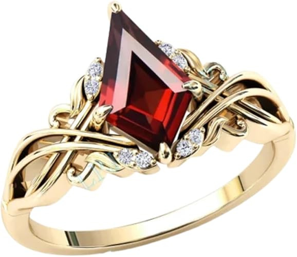 2carat Women’s Engagement Ring, Kite Cut Garnet Gemstone Bridal Ring for Women