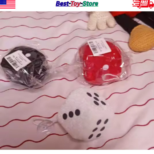 2PCS Plush Fuzzy Dice Car Rear View Mirror Decoration