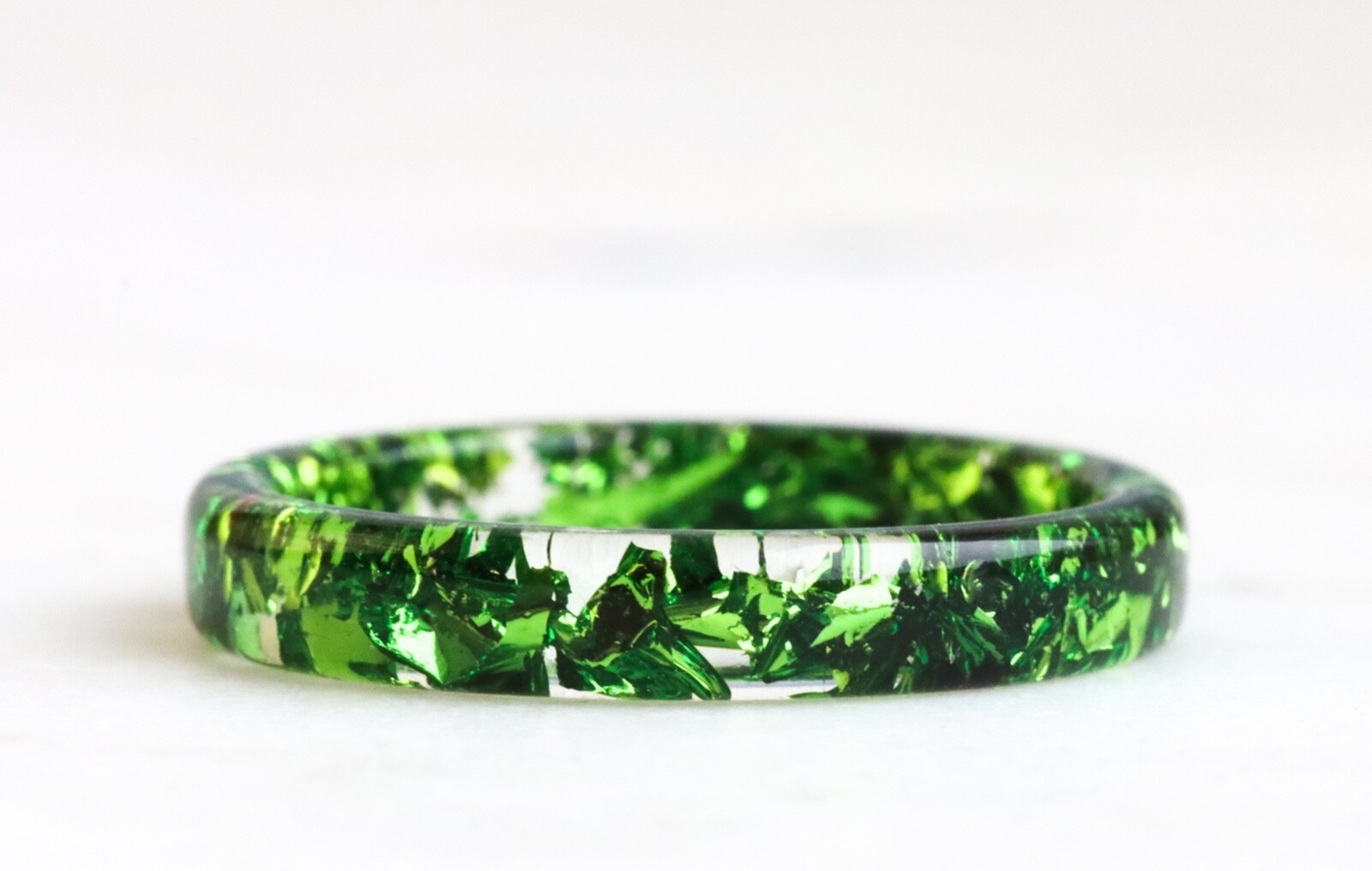 Set of 3 Resin Rings With Pink Green Purple Metal Flakes – Mother’s Day Gift