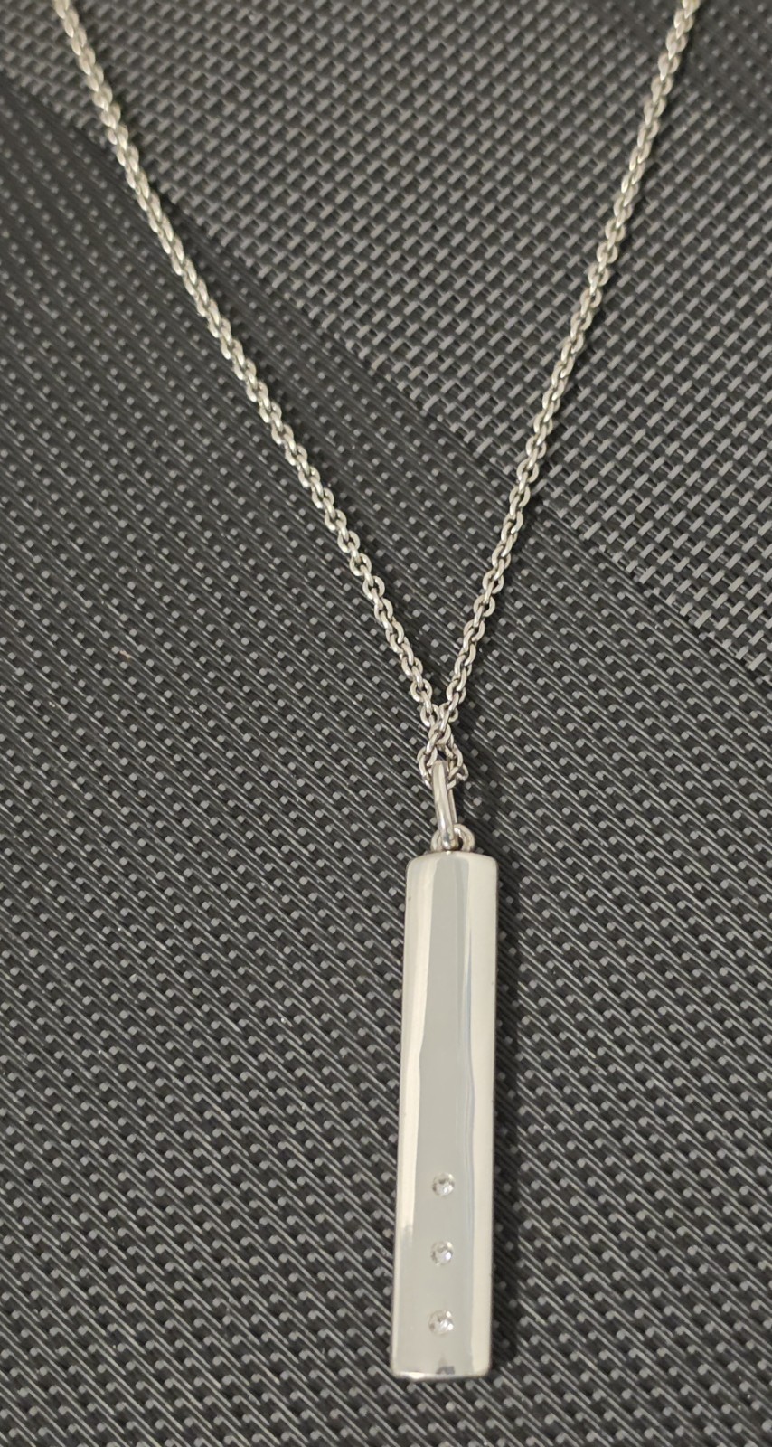 Brighton Contempo Ice Reversible Bar Necklace Scrollwork Crystal Silver Tone 20″
