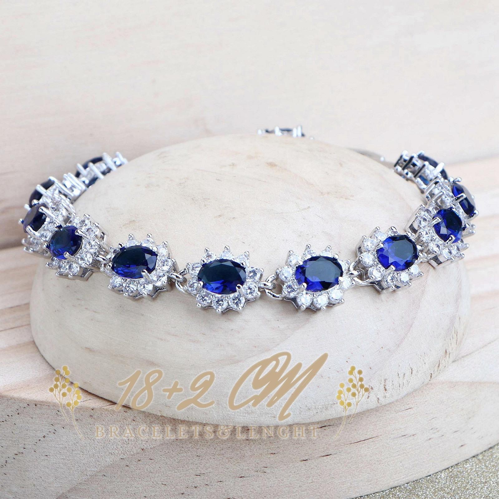 925 Silver Blue Zirconia Bridal Jewelry Set Necklace Earrings Ring Bracelet