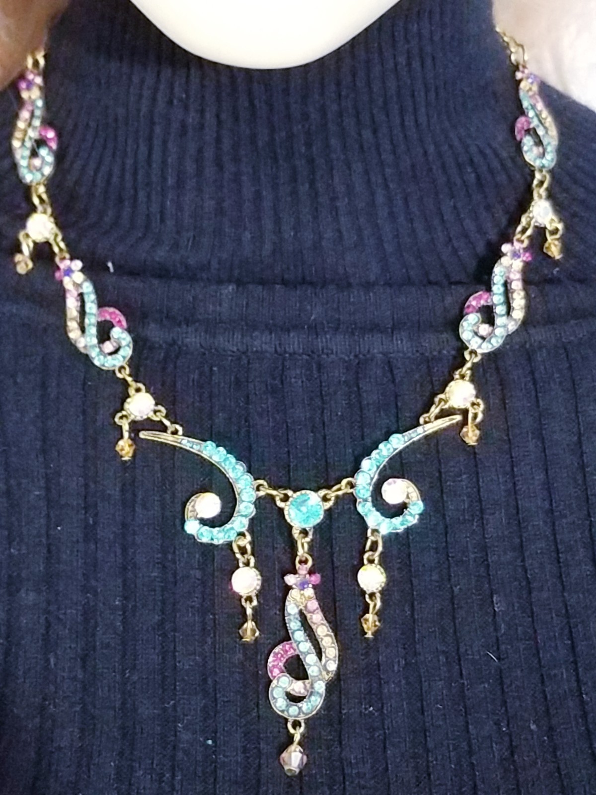 Colorful Choker Rhinestone Crystal Statement Necklace Pageant Prom Boho Gypsy