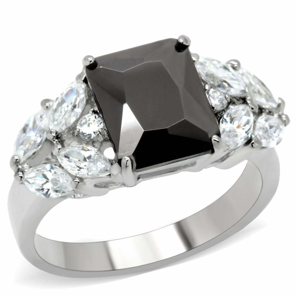 TK182 – High polished (no plating) Stainless Steel Ring with AAA Grade CZ in