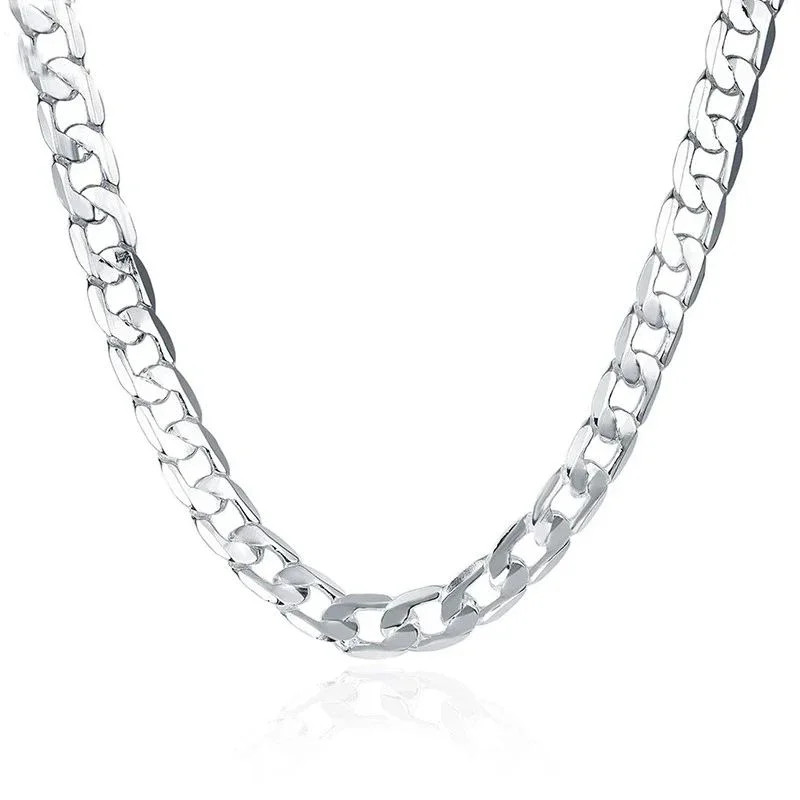 Sterling Silver Necklace For Men’s women 16/18/20/22/24 Inches Classic.