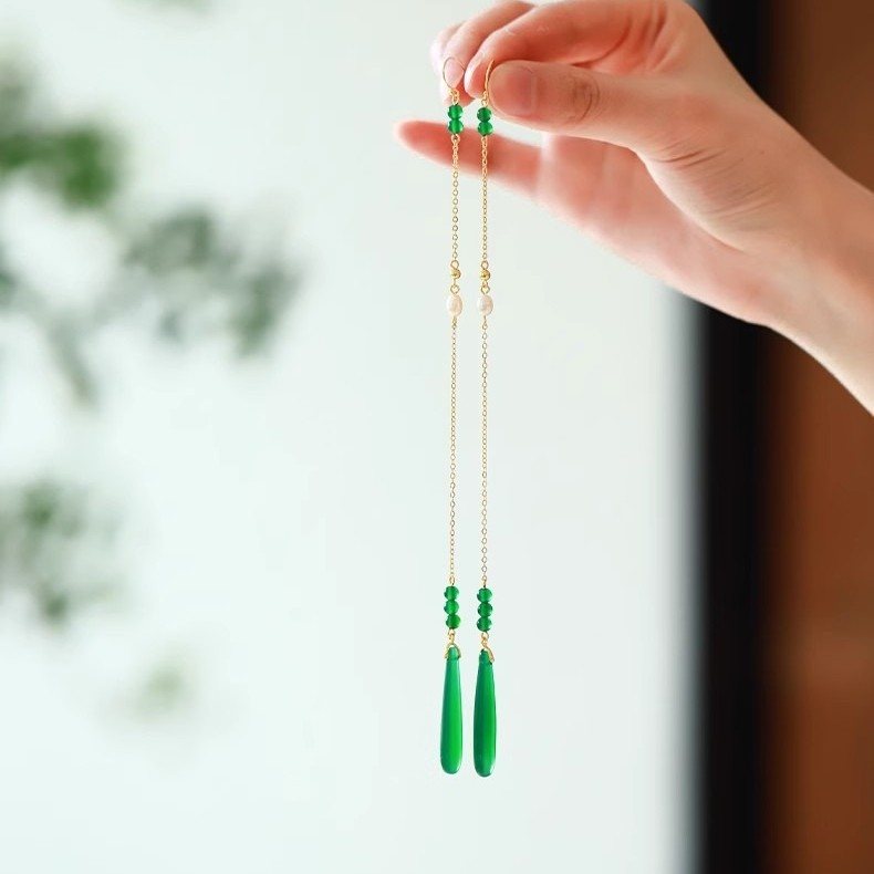 18cm New Chinese Style Long Tassel Earrings Qipao Women’s Accessory