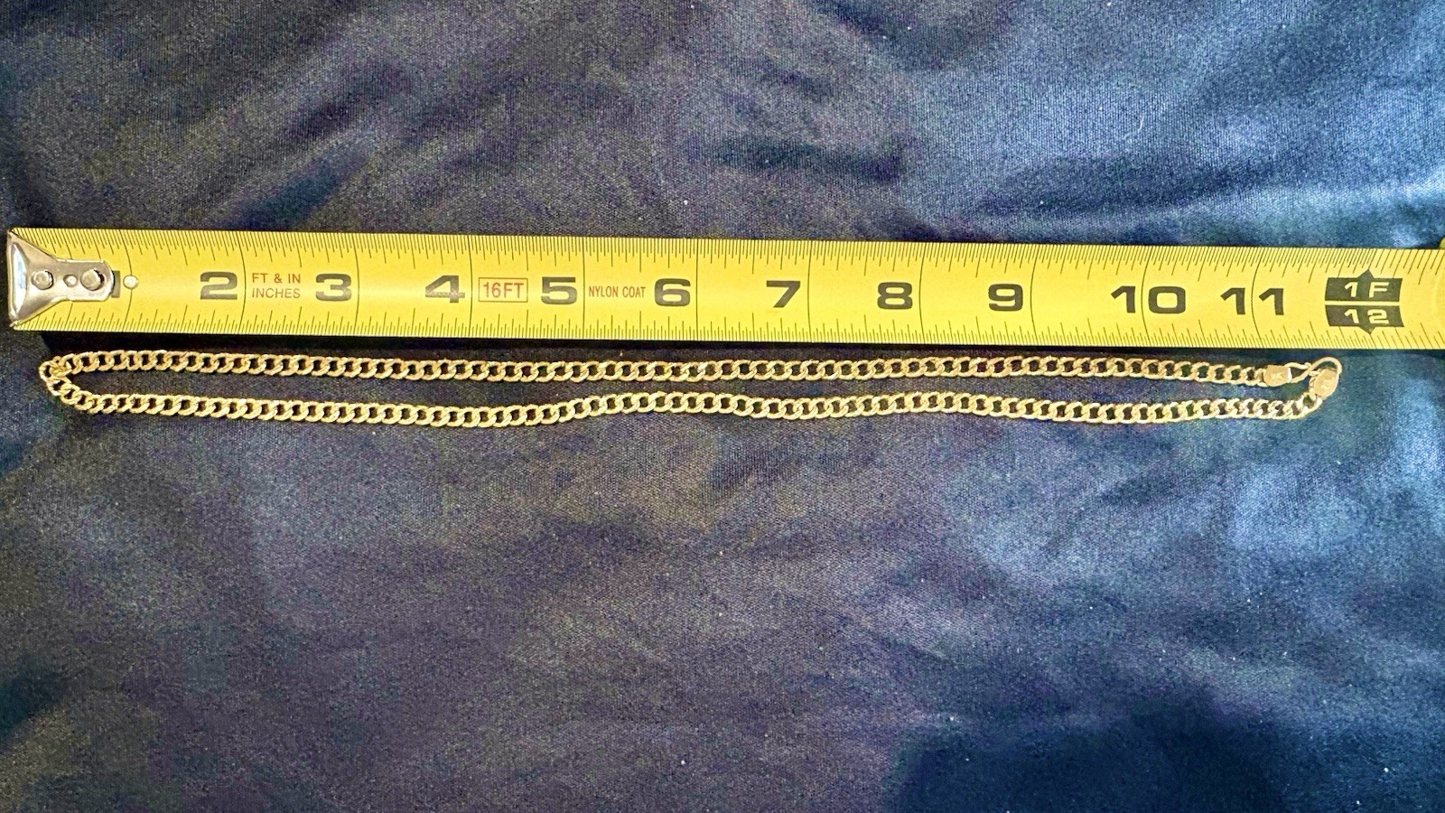 22K Saudi Gold Curb Link Chain Necklace 23.5in. Metal S Clasp slightly used.