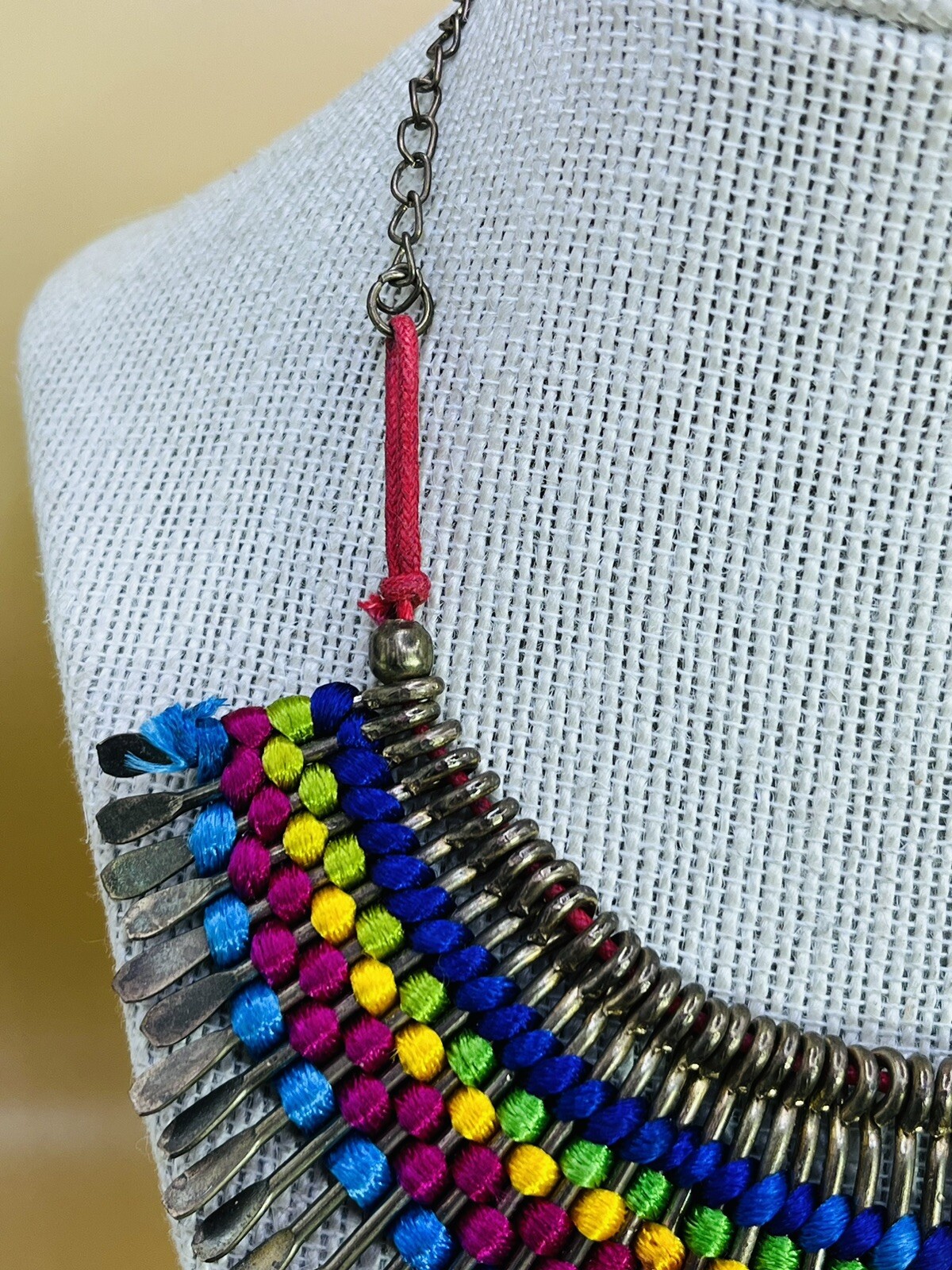 Multicolored Handmade Silk Thread Boho Ethnic Neck Chain te01
