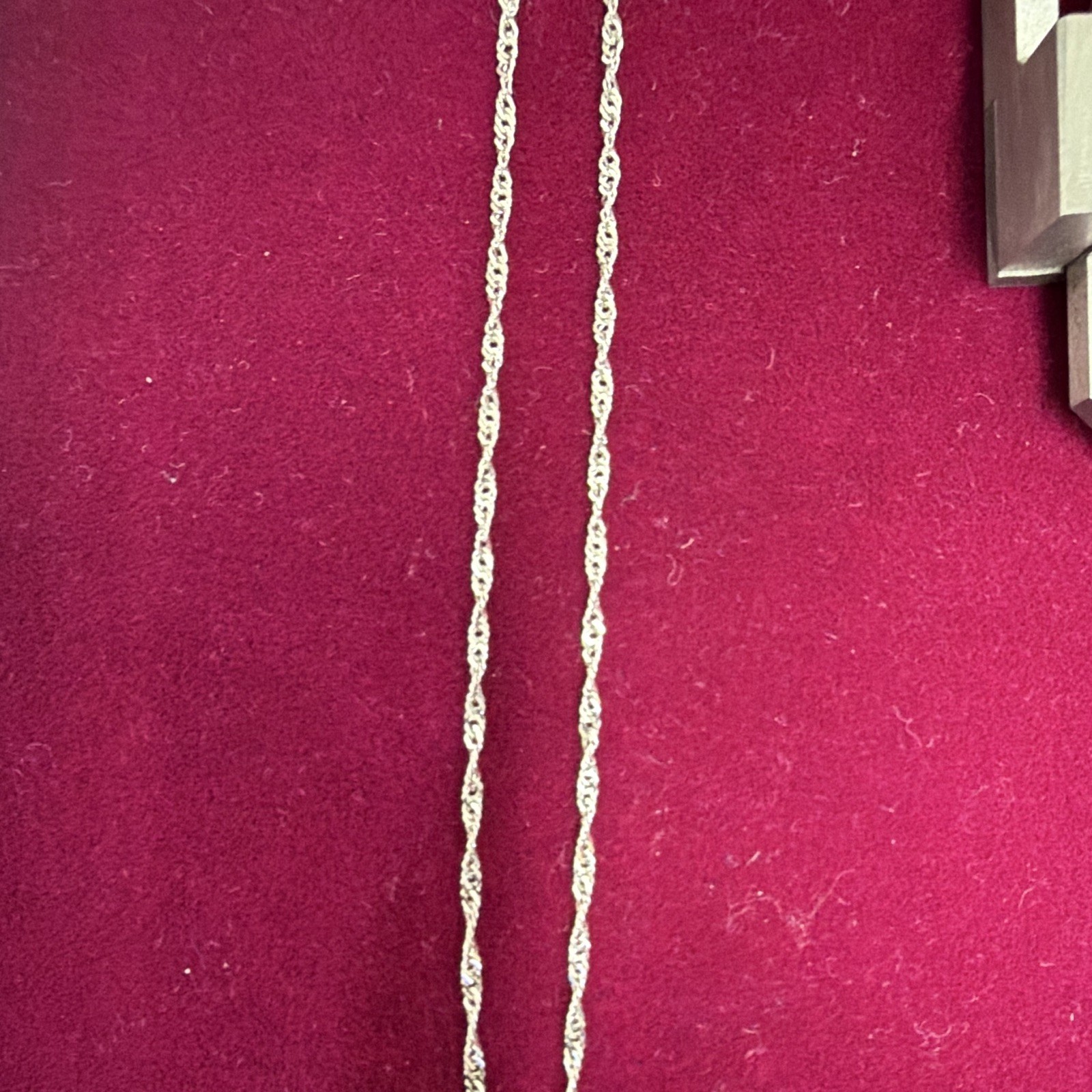 Silver Tone Rope Chain Necklace, 16 in, 1.42 mm, 1.3g.