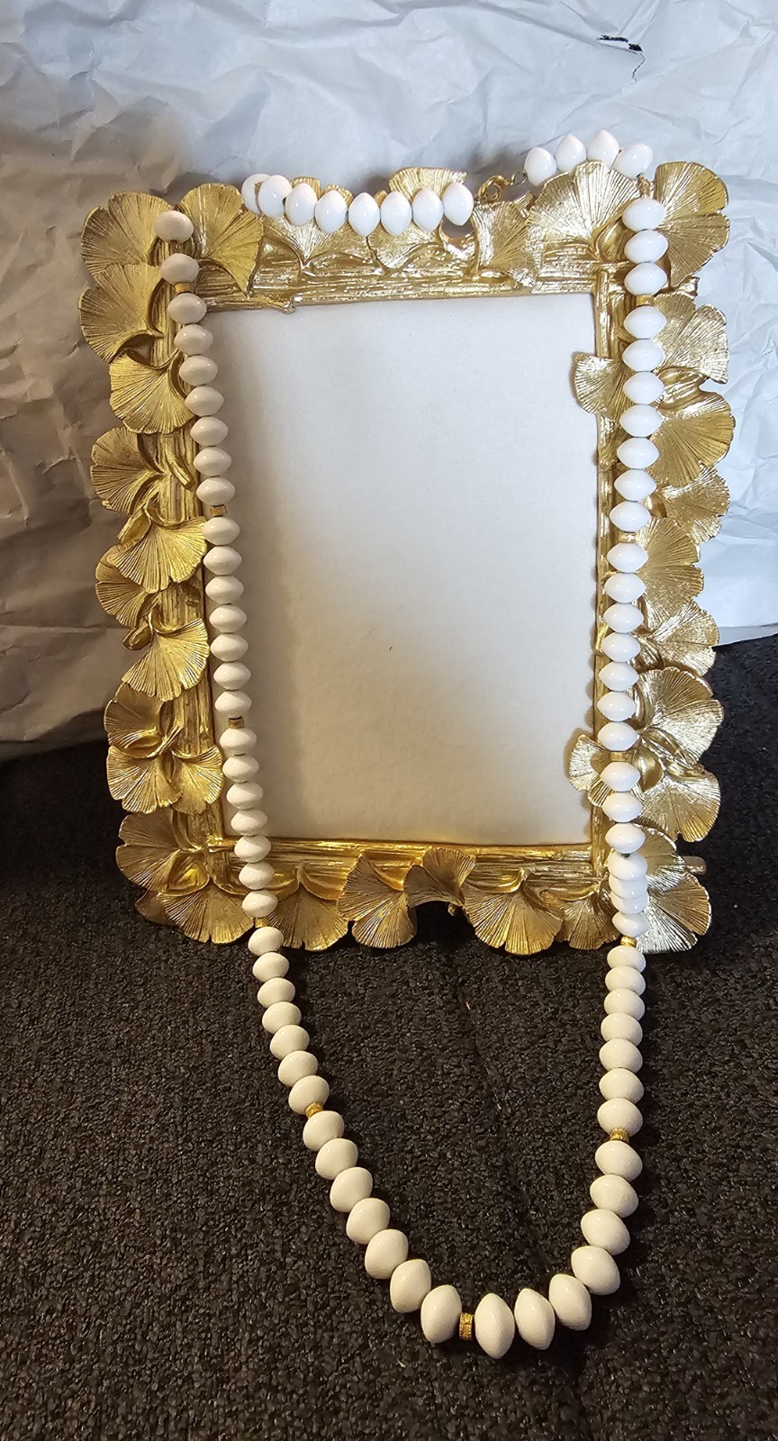 Long White Beaded Necklace