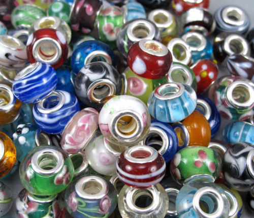 Wholesale Lot 25 50 100 250 European Bracelet Beads Mixed Murano Art Glass NEW
