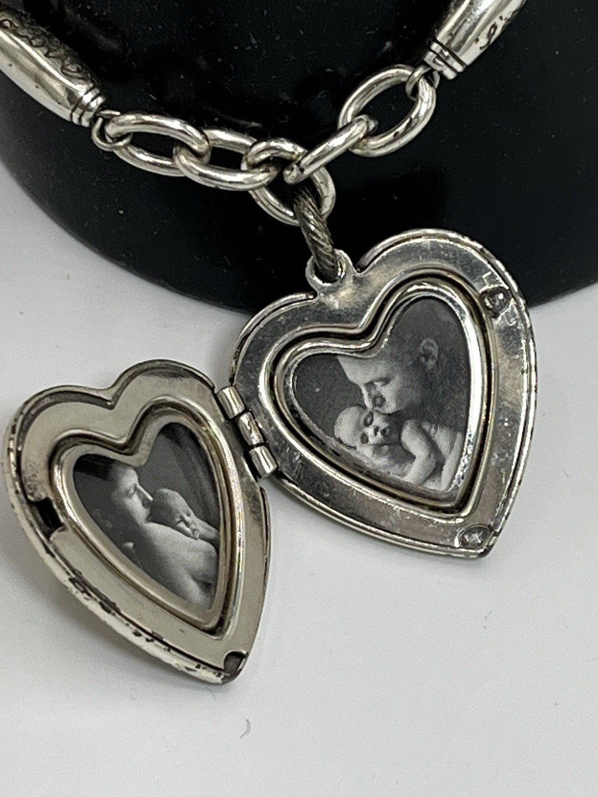 Vintage Brighton Heart Locket Bracelet — Floral Design — Signs of Wear