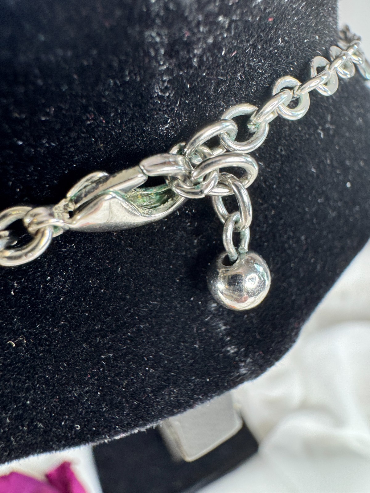 Chunky Silver Tone Chain Necklace Faceted Gray Glass Crystal Statement Bib Neckl