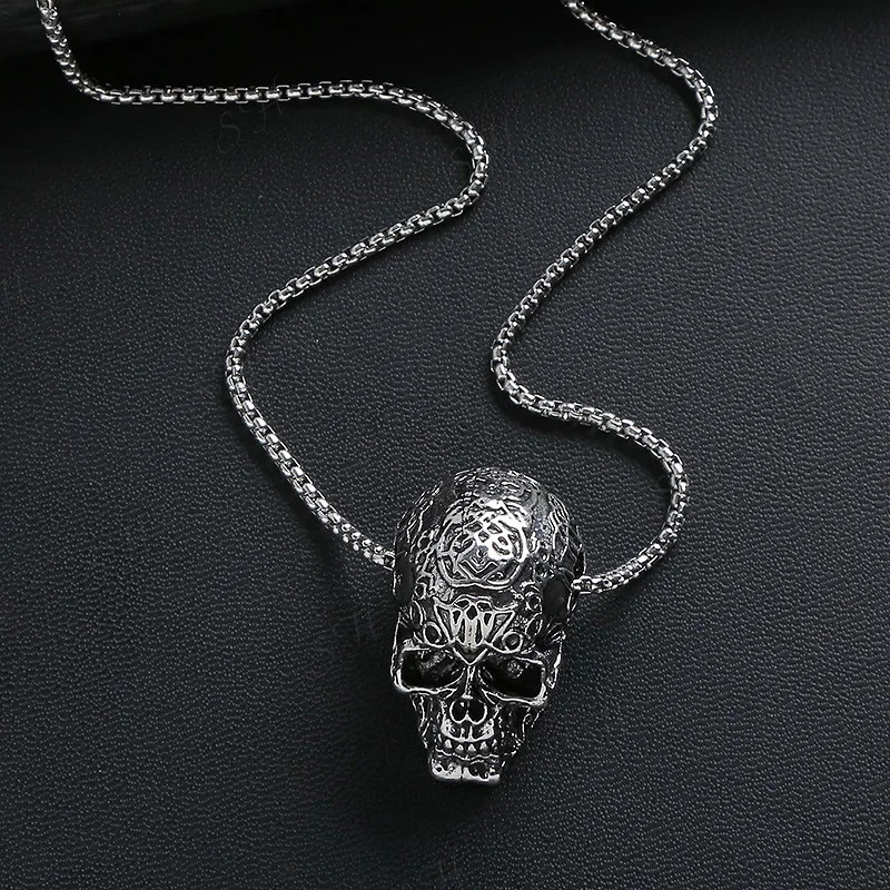 Men’s Retro Alloy Steel Skull Pendant Necklace Vintage Gothic Punk Jewelry Gift